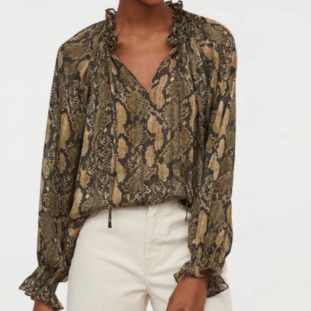 H&M Snake Print Blouse - Brown and Black
